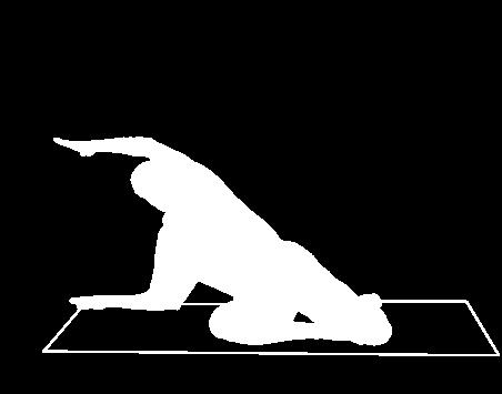 () Lower to the side with elbow on the mat directly under your shoulder, palm down.