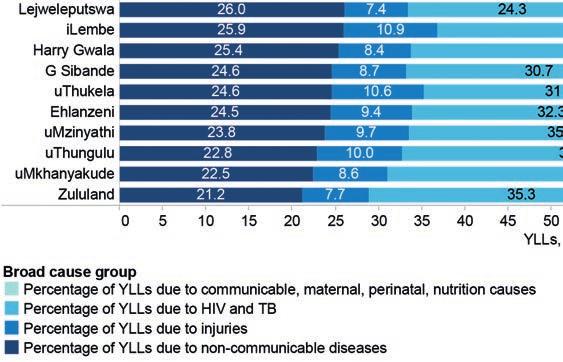 Individual causes of death due to NCDs feature strongly in the ten leading