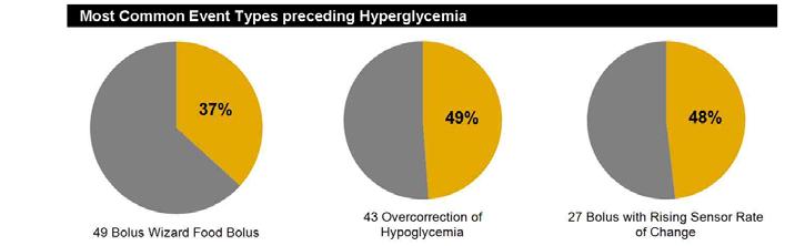 The following conventions are used in the Bedtime to Wake-up and Meal Periods graphs: A hypoglycemic episode is identified when the SG was at or below the target range for at least 30 minutes within