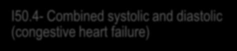 I50 Heart Failure I50.1 Left ventricular failure I50.2- Systolic (congestive) heart failure I50.3- Diastolic (congestive) heart failure I50.