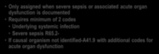 If severe sepsis is present, assign R65.2- R65.