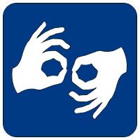 American Sign Language (ASL) symbols The two signing hands logo is a standard symbol to indicate sign language