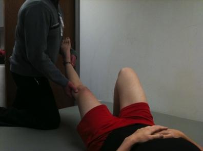 Terminal Knee Extension in Prone During belly time, position foot on toes, as