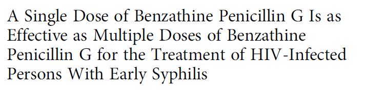Slow response or non-response: 15-27% of patients with early syphilis fail to achieve a fourfold decline in titer after 12 months, irrespective of HIV-infection status Declines are slower for late vs.