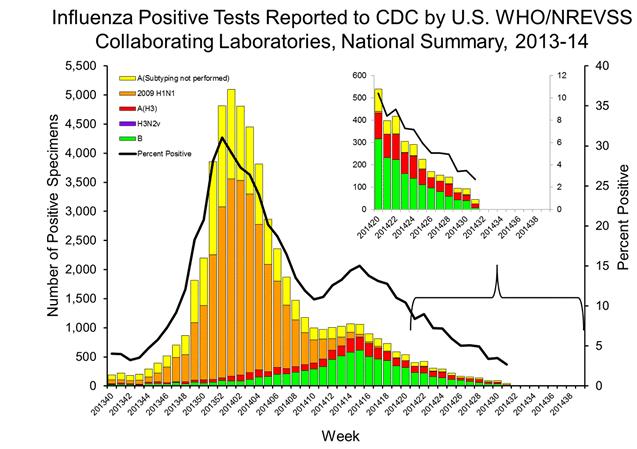 In the United States 2 during EW 31, influenza activity was low. The national proportion of ILI-associated outpatient visits (0.7%) was below the national baseline (2.0%).