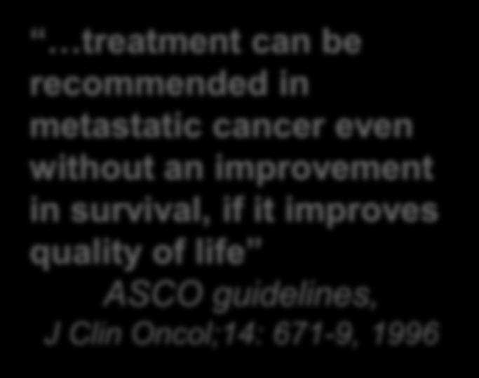QOL in Cancer Trials QOL is an important outcome measure as it is increasingly accepted that, in addition to the classical