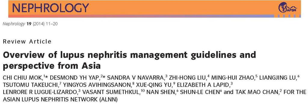 CONSENSUS RECOMMENDATIONS FOR THE MANAGEMENT OF LUPUS