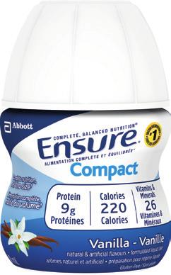 ENSURE COMPACT Complete, balanced nutrition in half the size INDICATIONS FOR USE Ensure Compact provides complete nutrition in half the size.