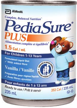 PEDIASURE PLUS (WITH FIBRE) Sole-source nutrition For children 1 to 13 years of age INDICATIONS FOR USE For children: - with fluid restrictions or volume sensitivity; - who may benefit from dietary