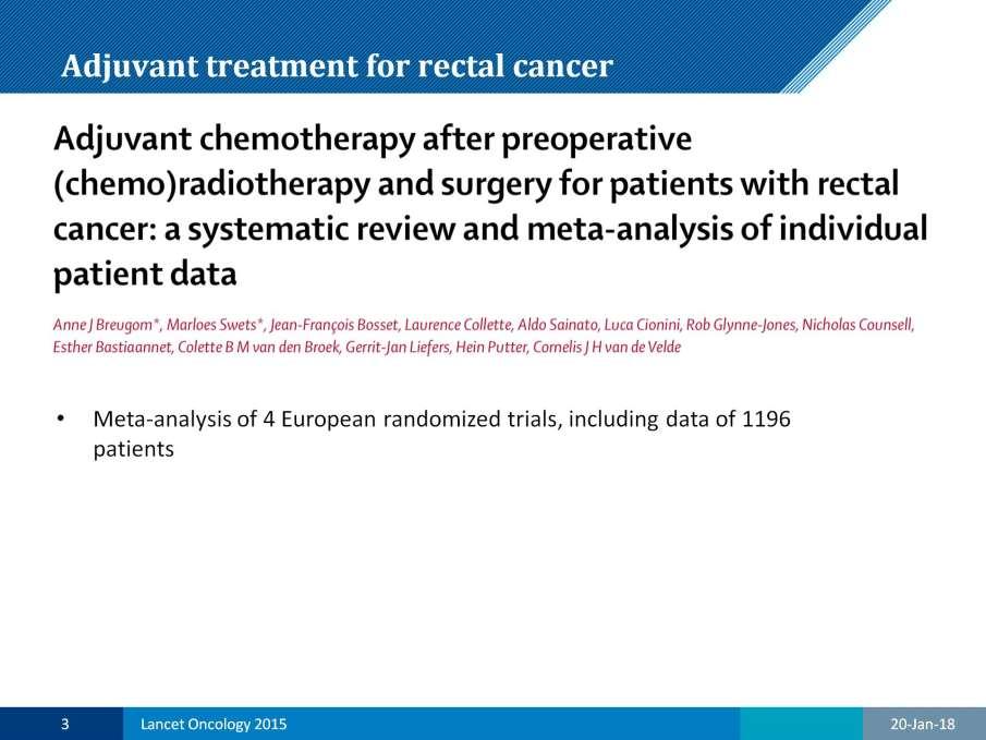 Adjuvant treatment for rectal cancer Presented By