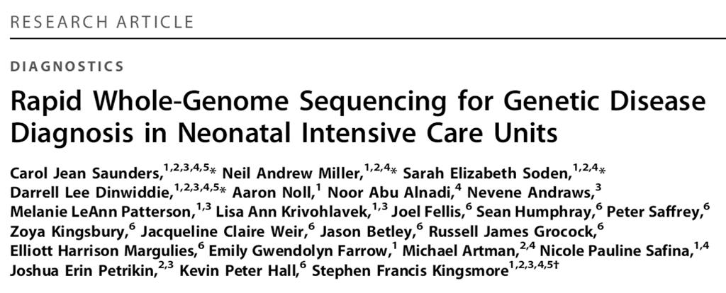 The use of WGS in the NICU provided differential diagnoses in a 50