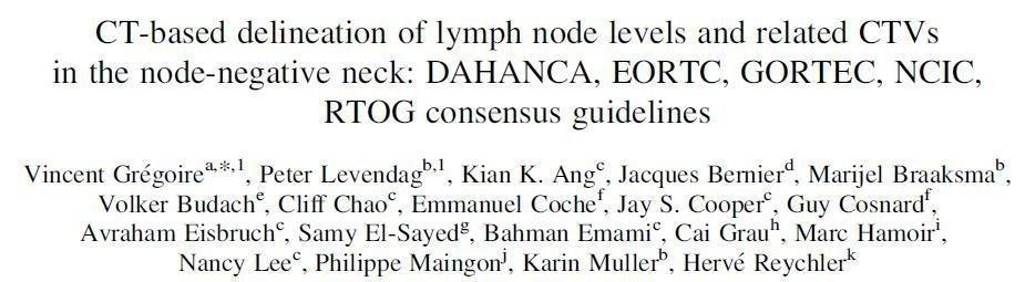 2003 Within this framework, the Brussels and Rotterdam groups decided to review their guidelines and derive a common set of recommendations for delineation of neck node levels.