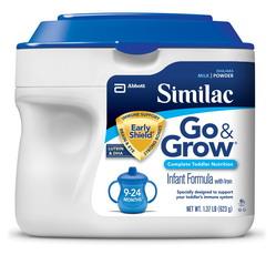 Similac Go & Grow Milk-Based Formula Milk-Based Infant Formula with Iron A milk-based, iron-fortified formula for older babies 9 to 24 months old.