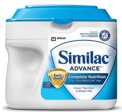 Similac Advance Infant Formula with Iron A nutritionally complete, milk-based, iron-fortified infant formula for use as a supplement or alternative to breastfeeding.