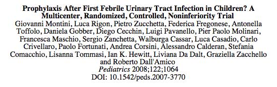 Conclusion => Prophylaxis does not reduce the rate of febrile UTI recurrence during 12 months after 1 st UTI +/- VUR =>