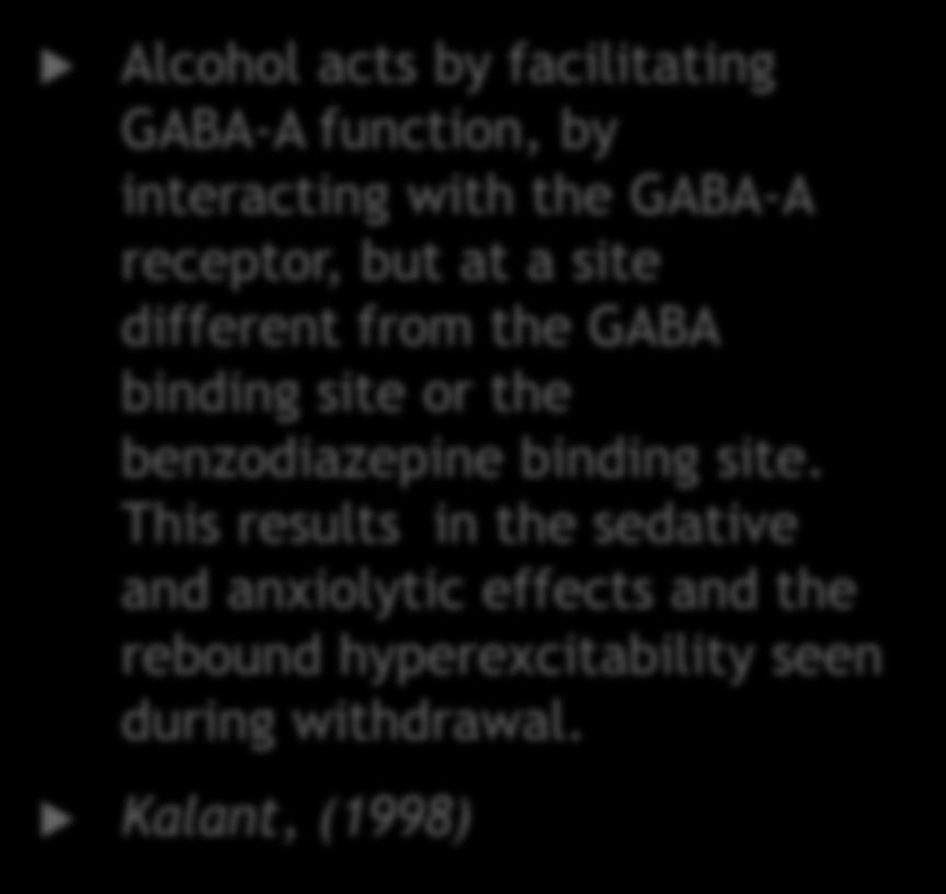 Alcohol acts by facilitating GABA-A