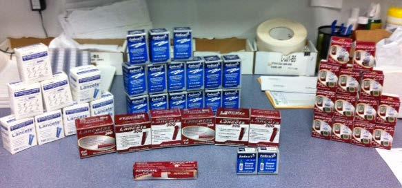 Examples of Waste in Diabetes Supplies through Mail Order 30 boxes of test strips and 15 boxes of lancets for a Medicare patient = $1,500 The picture