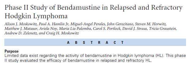 Bendamustine in RR-HL: Fase II Study