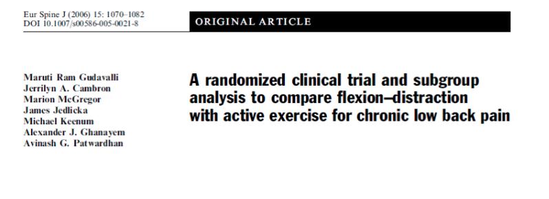 PT or Chiropractic...subjects randomly allocated to the flexion-distraction group had significantly greater relief from pain than those allocated to the exercise program.
