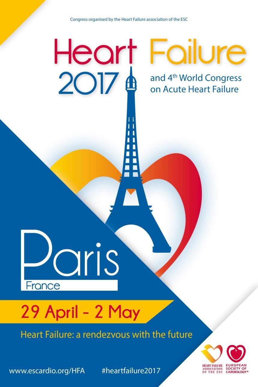 Heart Failure 2017 29 April 2 May 2017 4 days of scientific exchange 108 scientific sessions 6 148 healthcare professionals 100 + countries represented 2010 abstracts and