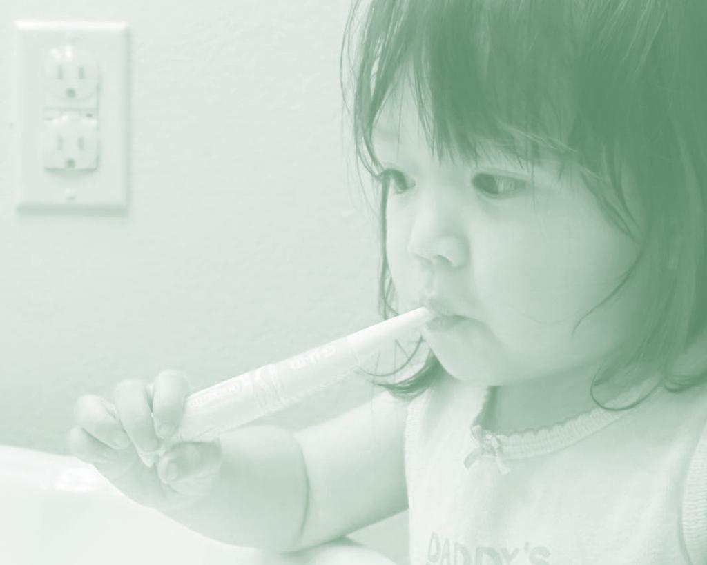 Toddlers Start introducing toothbrushing once your child's first tooth begins to emerge. Starting this practice early in life helps her develop a toothbrushing routine.