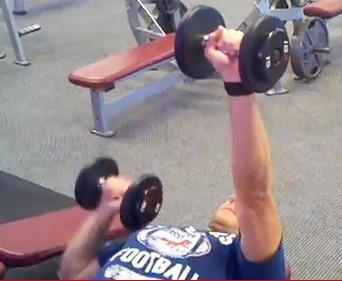 Alternating DB Chest Press Hold both dumbbells above your chest with