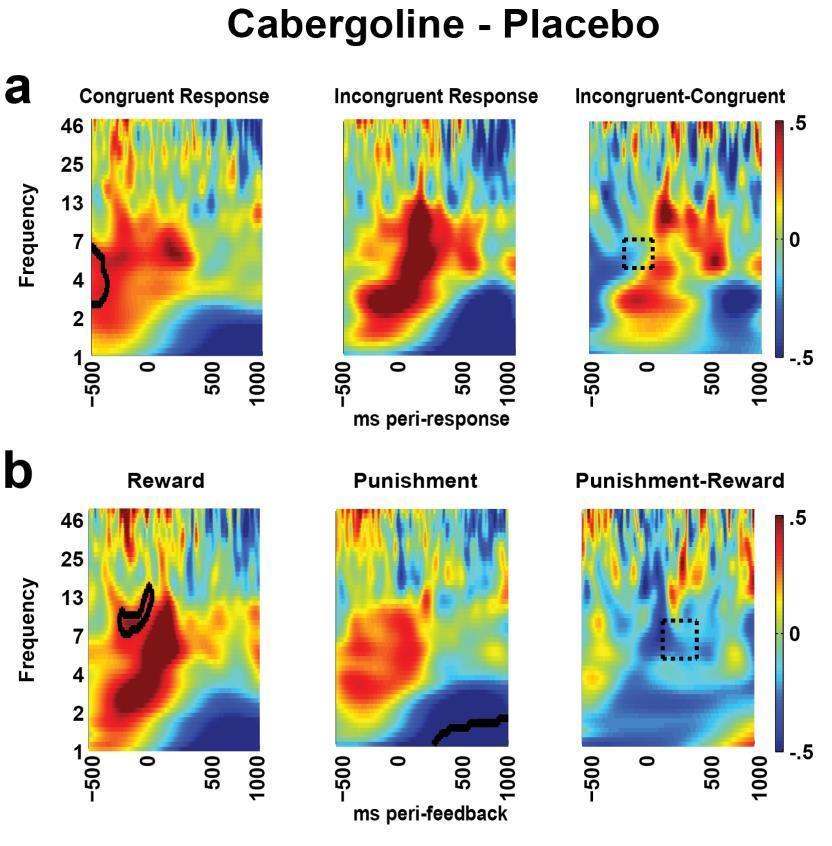 Supplementary Figure 5. Study II: time-frequency plots from the FCz electrode for the cabergoline placebo contrast.