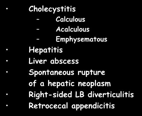Volvulus Diverticulitis Perforation Peptic ulcer Diverticulitis Iatrogenic Bowel ischemia
