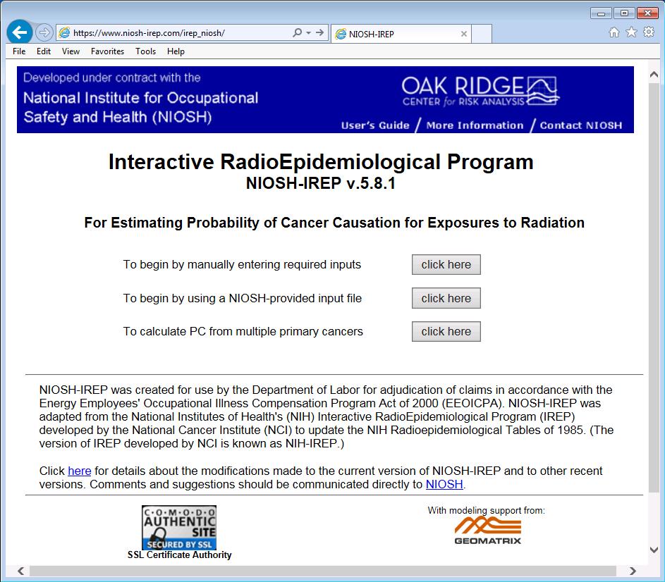 Interactive RadioEpidemiological Program (NIOSH-IREP) Page 11 4.