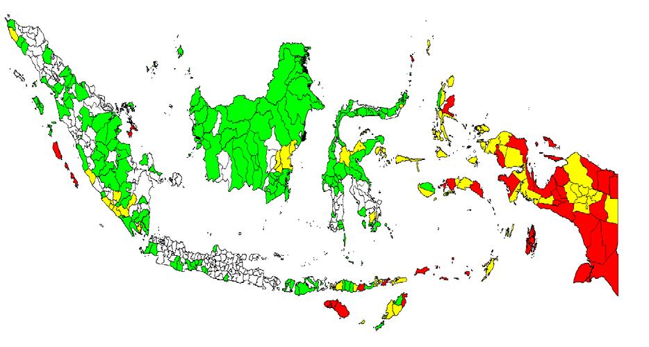 Malaria Endemicity by district, Indonesia, 2009-2016 2009 2016 population District/city No