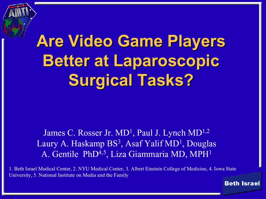 31 32 33 3 Summary Gamer surgeons, fewer errors, faster responses Do only people with good visuo-spatial