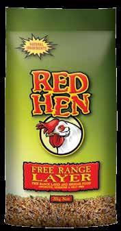 oil and molasses. Red Hen Free Range Layer is a medication and meat free diet. For detailed feeding recommendations refer to page 19. PROTEIN 15.0 % min. FIBRE 9.0 % max. CALCIUM 3.8 % min.