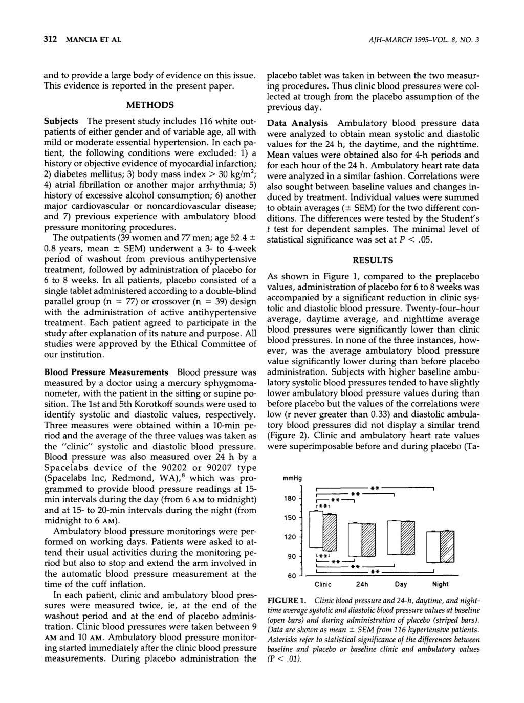 312 MANCIA ET AL AJH-MARCH 1995-VOL. 8, NO. 3 and to provide a large body of evidence on this issue. This evidence is reported in the present paper.