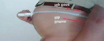 and press the white button underneath to tighten the tape Measuring the waist circumference: u 1) Find your bottom rib u 2) Find the top of the hip bone u 3) Place
