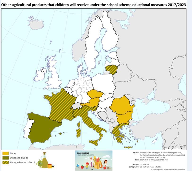 New: wider range of agricultural products Under educational measures, schoolchildren may taste other agricultural products: Honey in
