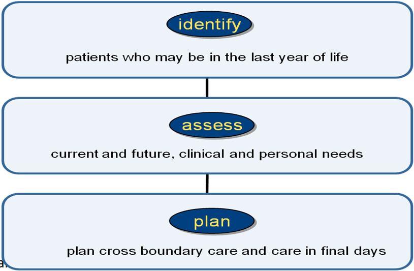 Summary of suggested three steps for earlier identification Step 1 Ask the Surprise Question Would you be surprised if the patient were to die in next months, weeks or days?