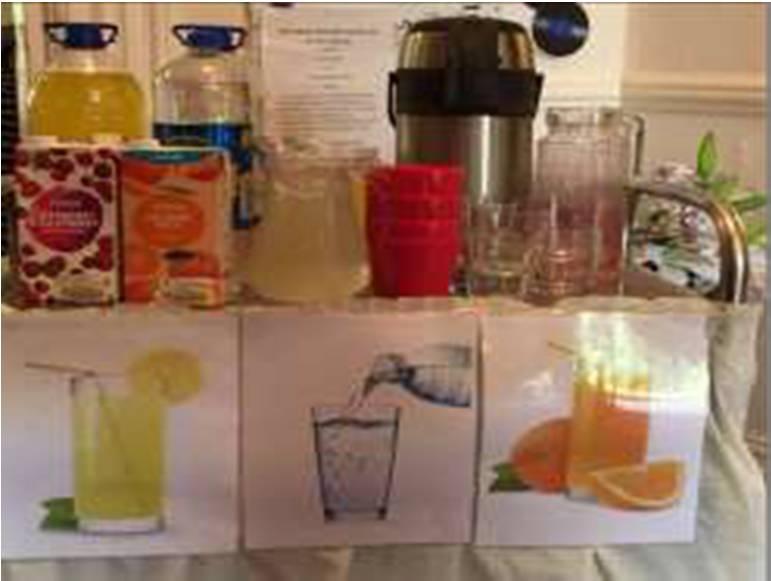 Colourful cups and appealing trolley Offering a wide variety of drinks Serve drinks fresh and chilled Themed trolley for special