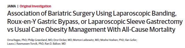 Israeli study-retrospective cohort study with 8385 bariatric surgery patients and 22155 matched non surgical patients