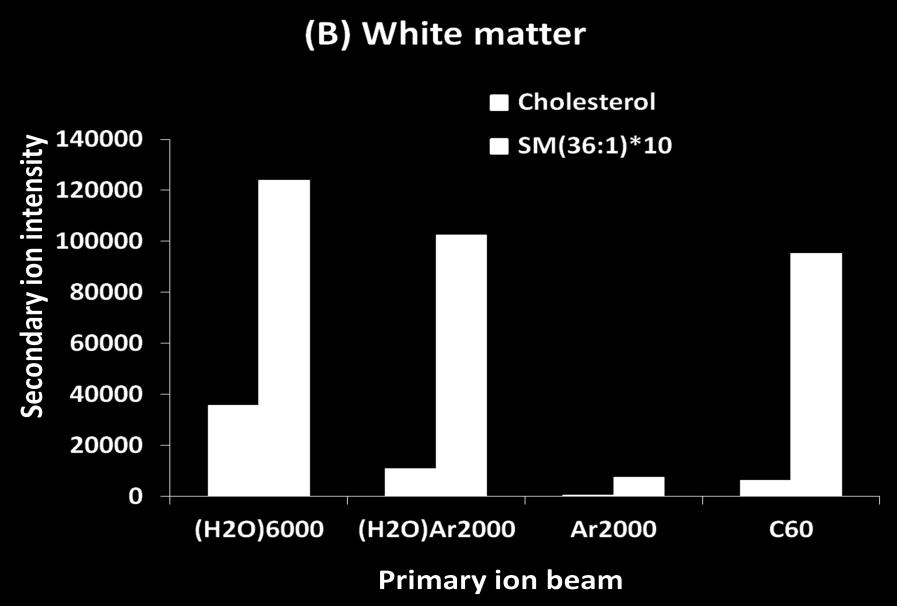 However, the signal intensity from the cholesterol fragment [M-H 2O+H] + at m/z 369 is significantly different. Figure 6.