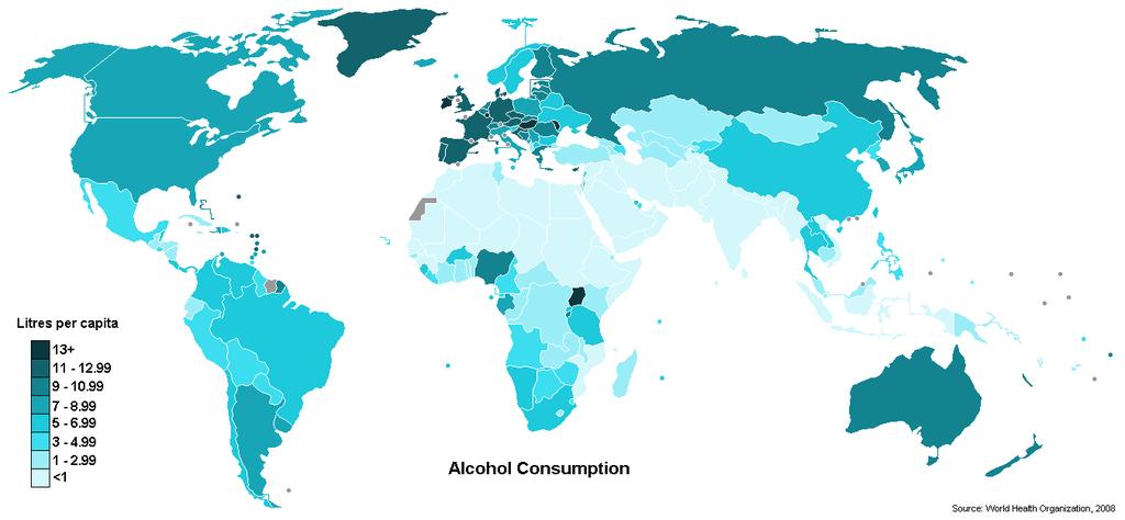 For every 1-liter alcohol consumption, there is