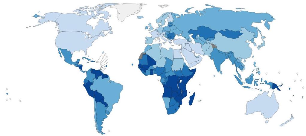 INCIDENCE CERVIX CANCER WORLDWIDE, FEMALES 2012 ESTIMATED AGE-STANDARDIZED RATES OF