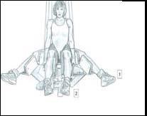CALF STRETCH In the position illustrated, keep the heel flat on the floor and the knee fully extended. Lean forward at the hips with the arms supporting your weight.