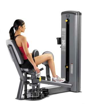 HIP AB/AD Forward weight stack serves as privacy shield. Dual foot bars accommodate a broad range of user heights.