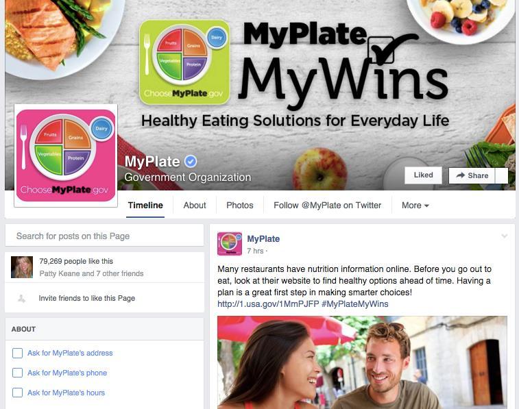 CONNECT WITH MyPlate Social Media Like MyPlate at