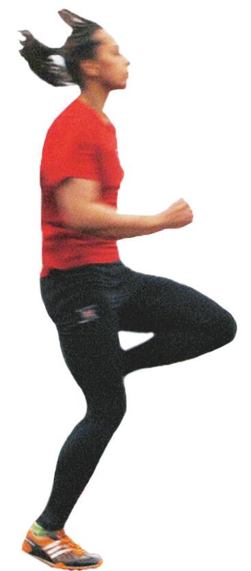 Figure a - hip extending beyond the straight line position. Figure b - hip - flexing. Figure c - hip extending.