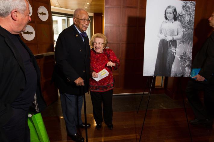 Dr. Ruth with former New York City Mayor David Dinkins. Photo: Gillian Laub 5:56 p.m.: The former mayor of New York, Mayor [David] Dinkins, brought me a bottle of champagne with two glasses.