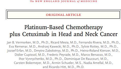 Recurrent/ Metastatic HNSCC Cetuximab + Platin + Flurouracil Vs About 20% oral cavity patients Better outcome in cetuximab