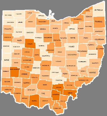 Defining the Problem - Ohio Ten Year Growth in Drug Poisoning Deaths, Rate Per 10,000 Population 2006