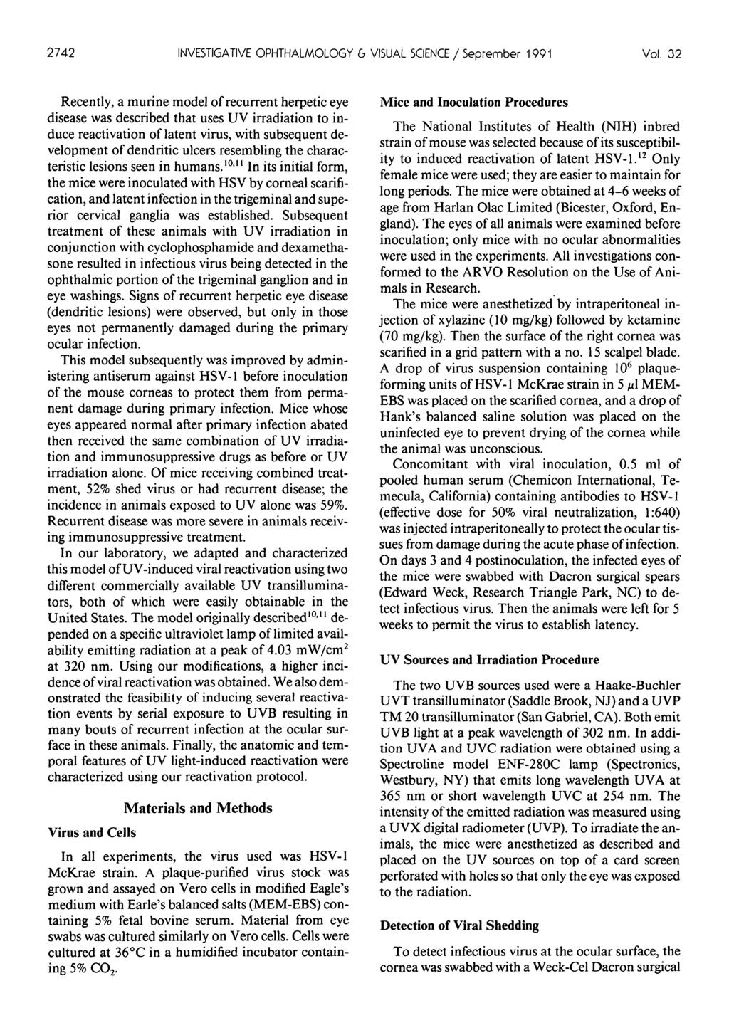 2742 INVESTIGATIVE OPHTHALMOLOGY G VISUAL SCIENCE / Seprember 1991 Vol.