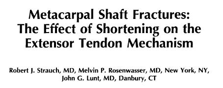 Biomechanics of metacarpal fractures: Can tolerate 5 mm of shortening without
